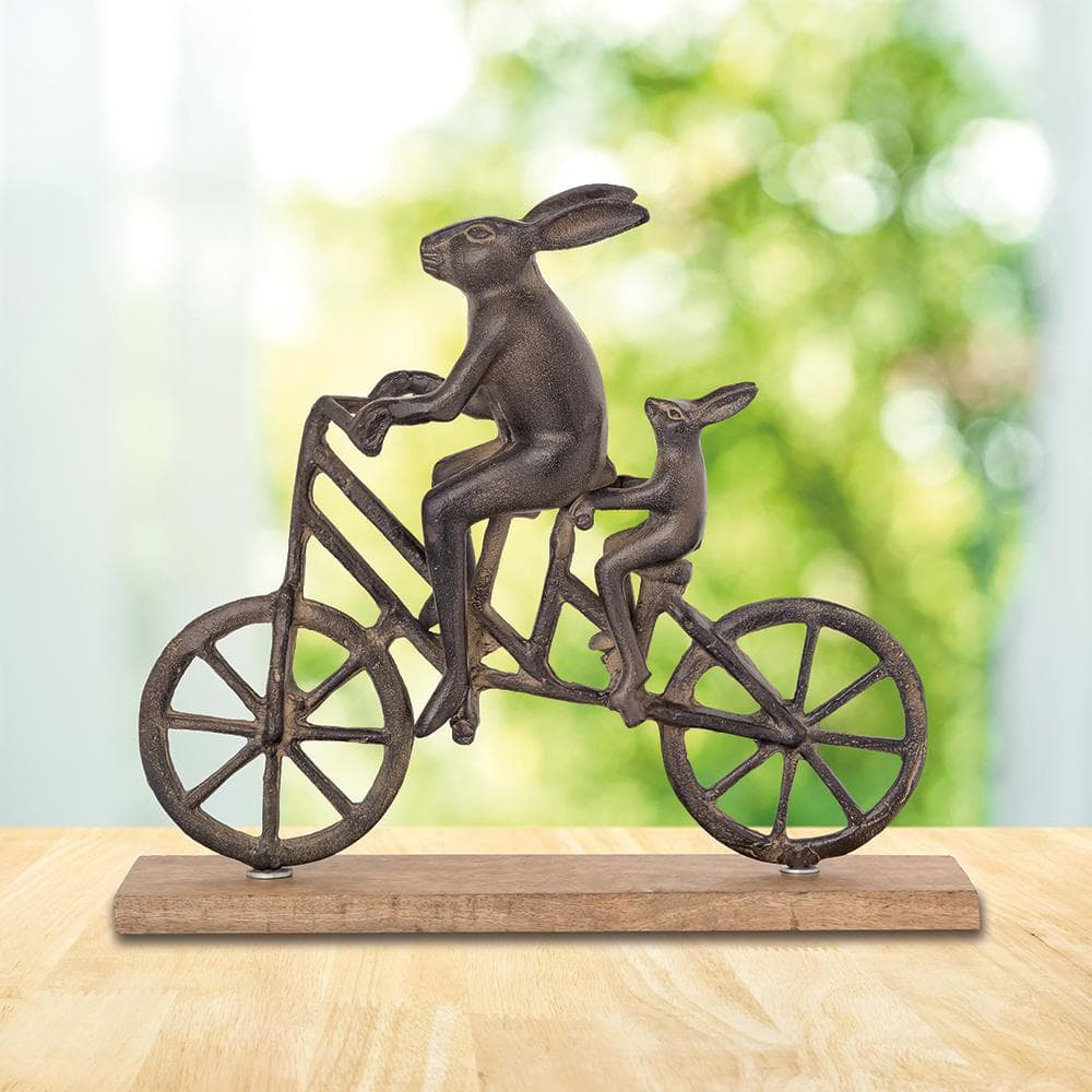Rabbit and Child on Bicycle Figurine 41003 - The Home Depot