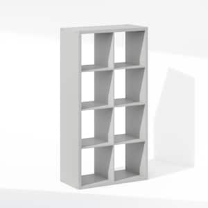 Cubic 57.91 in. Tall Light Grey Wood 8-Cube Bookcase