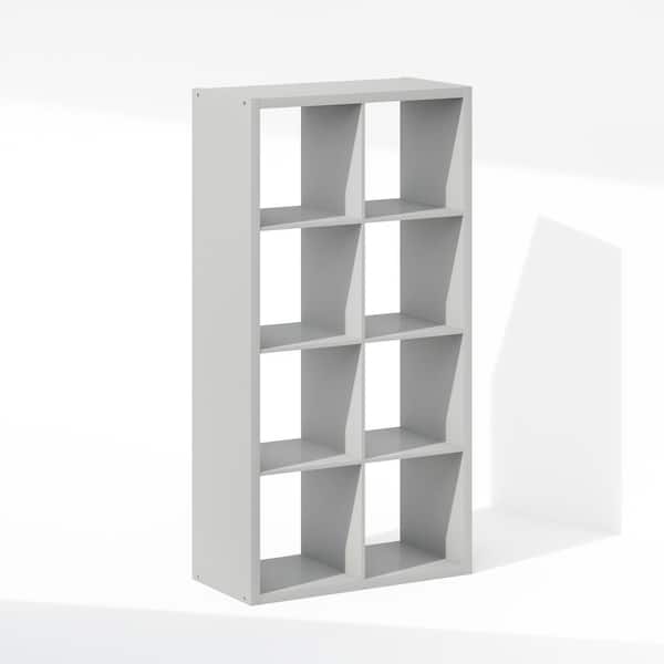 Furinno Cubic 57.91 in. Tall Light Grey Wood 8-Cube Bookcase