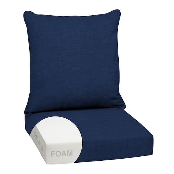 24 in. x 24 in. 2-Piece Foam Deep Seating Outdoor Lounge Chair Cushion in Sapphire Blue Leala