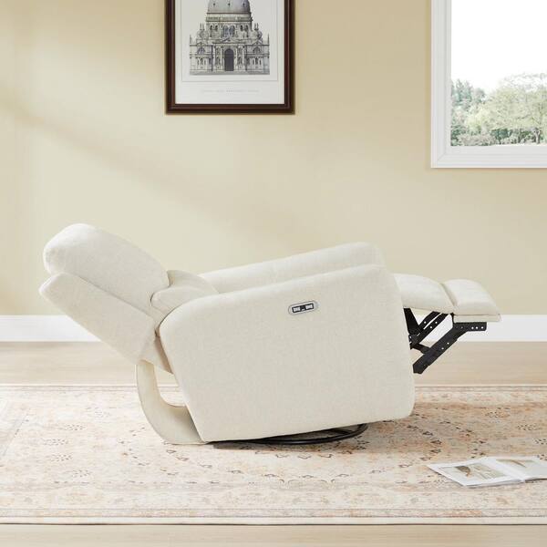 Spruce & Spring Ember Fabric White Power Swivel Glider