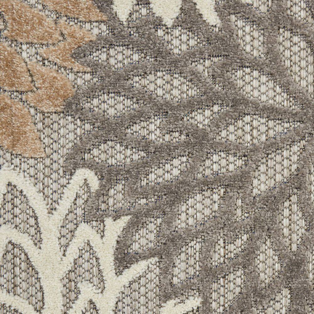 Gray and Brown Floral Synthetic Outdoor Rug, 32" x 48"