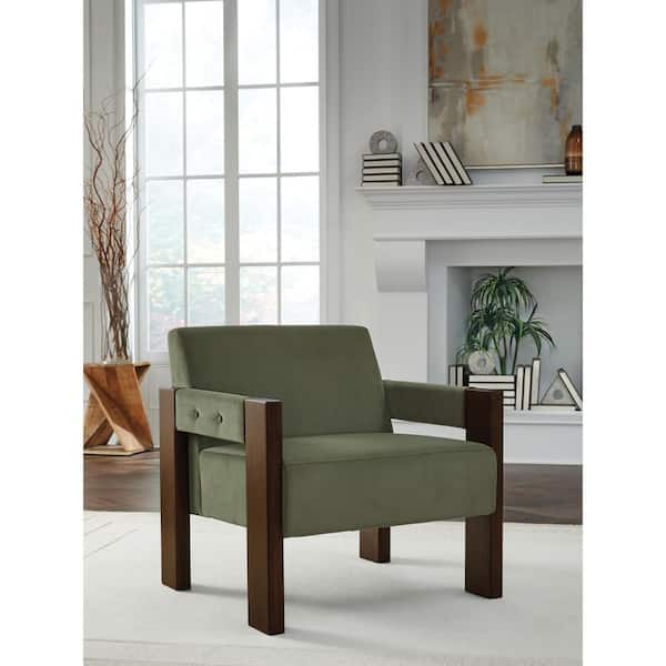 Adlanlock Green Polyester Arm Chair with Straight Arms