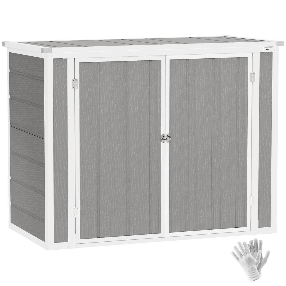 56.3 in. x 29.7 in. x 42.7 in. Outdoor Storage Cabinet with Chain Lid, Lock