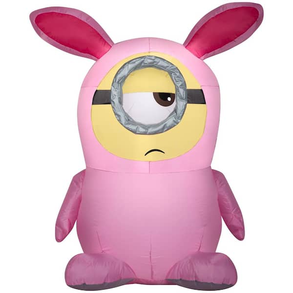 Universal 3.5 ft. Tall Airblown Easter Stuart in Pink Bunny Suit