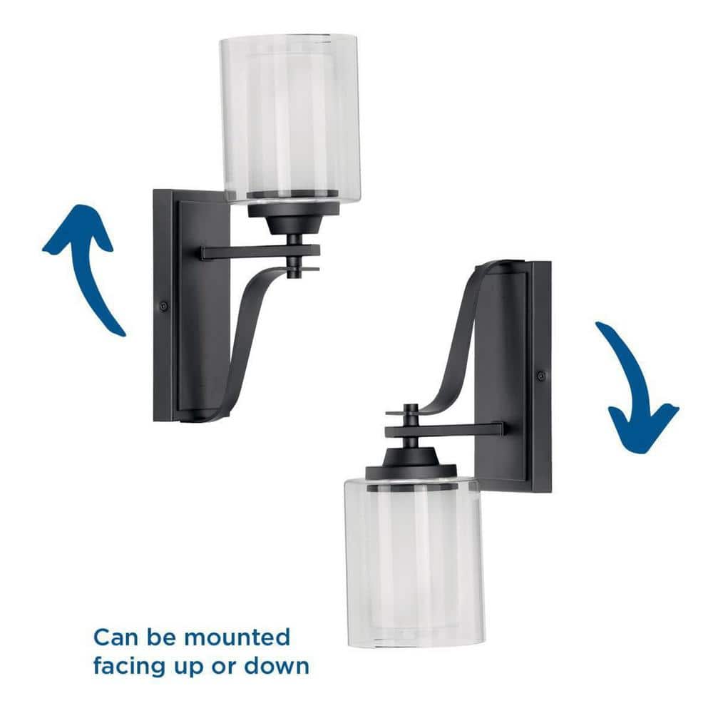 Graphite and Etched Glass Dimmable Wall Sconce