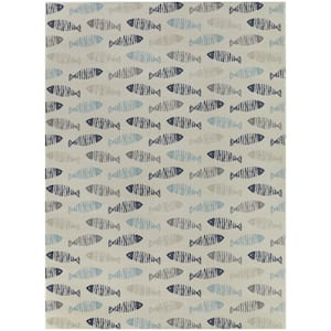 Friendly Fish Taupe 5' 3" x 7' Novelty Area Rug