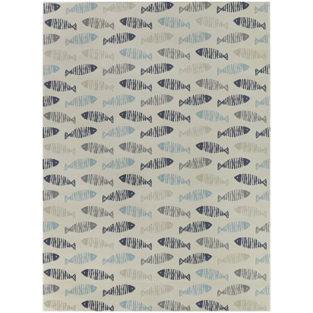BALTA Friendly Fish Taupe 7' 10" x 10' Novelty Area Rug 3100230 The