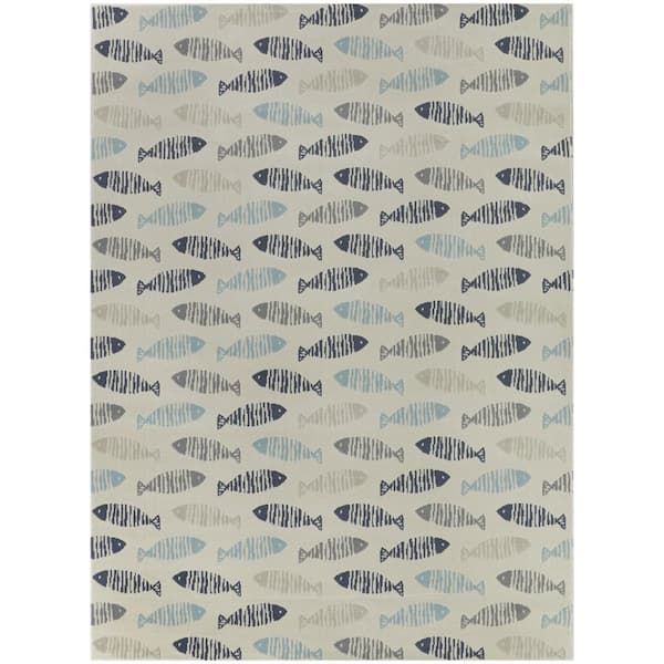 BALTA Friendly Fish Taupe 7' 10" x 10' Novelty Area Rug