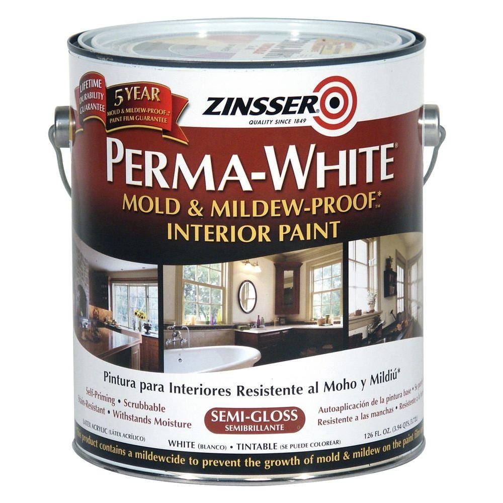 Zinsser Perma White 1 Gal Mold And Mildew Proof Semi Gloss Interior   White Zinsser Paint Colors 02761 64 1000 