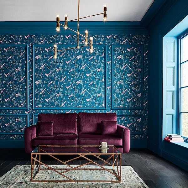 Tori Teal Tropical Birds Paste the Wall Wallpaper