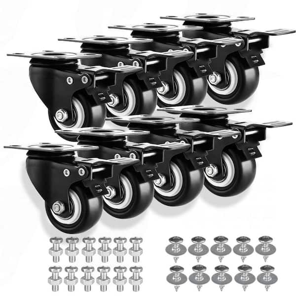 Angel Sar 2 in. Heavy-Duty Industrial Casters Set with Double Locking and Double Ball Bearing Swivel Locking Casters (8-Pack)