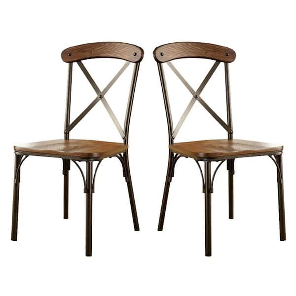 Benjara Crosby Industrial Bronze Finish Side Chair (Set of 2)