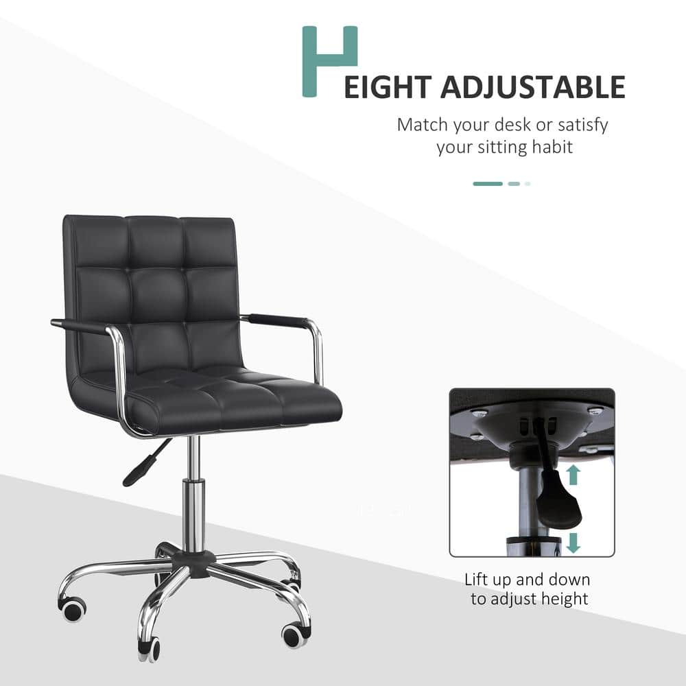Black Tufted Leather Swivel Executive Office Chair