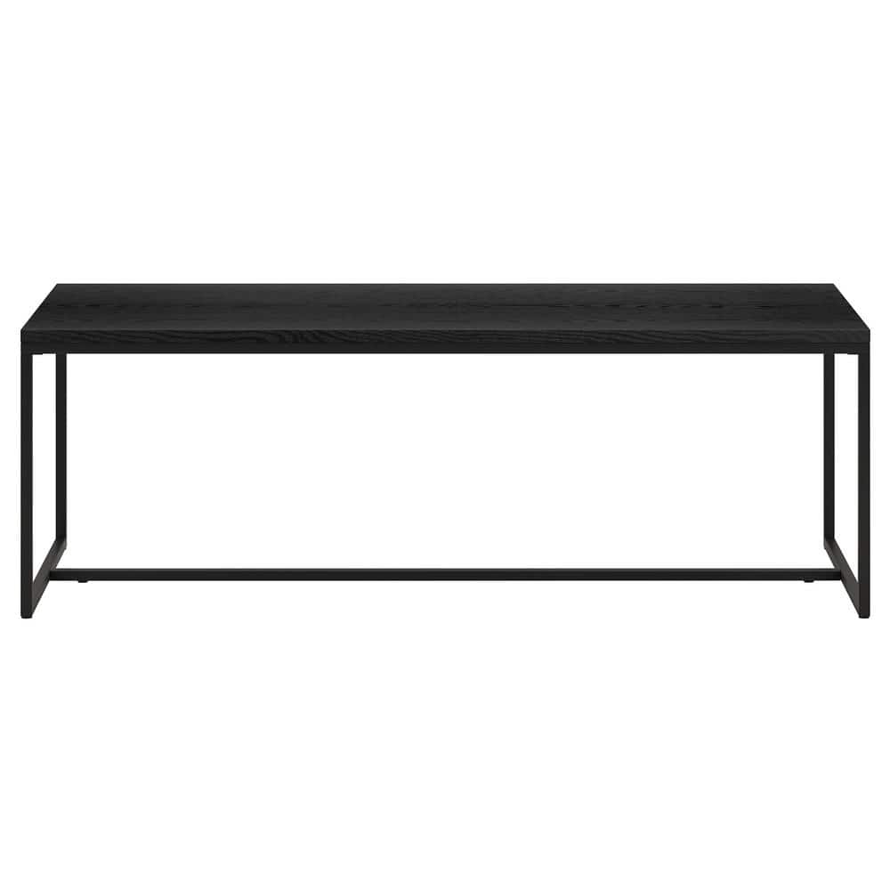 Boone 47'' Rectangular Black Grain Wood & Metal Coffee Table
