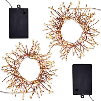 BONUO Mini Christmas Lights Battery Operated 33ft 100 LED White