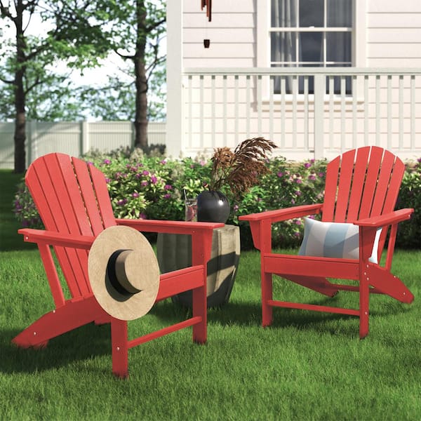 MIRAFIT Classic Red Composite of Adirondack Chair (Set of 2)
