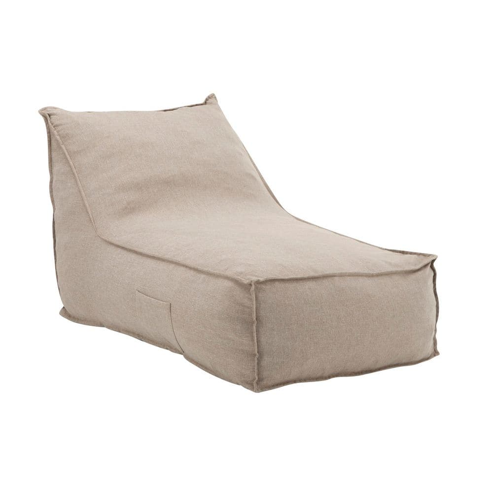 Ariana Beige Fabric Water-Resistant Outdoor Bean Bag Lounge Chair
