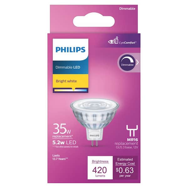 Philips 35-Watt Equivalent MR16 GU5.3 Light Bulb 3000K (6-Pack) 576850 - The Home Depot