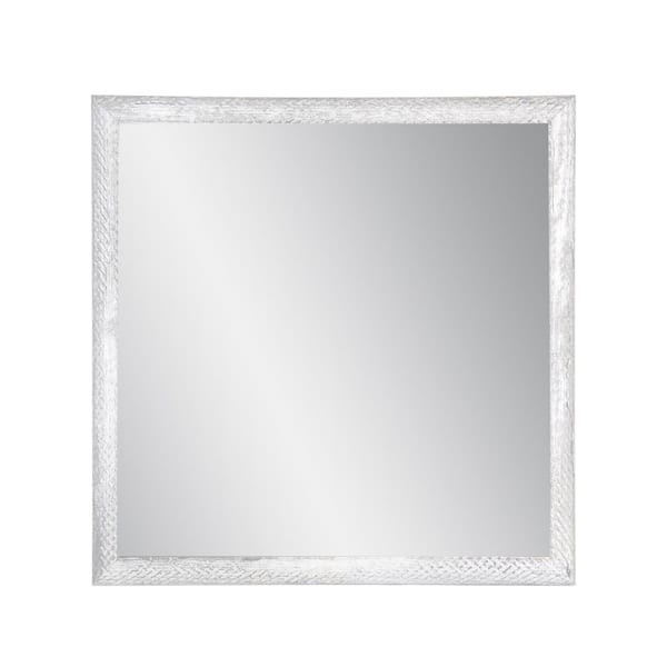 BrandtWorks 29 in. W x 29 in. H Square Framed Gray and White Mirror