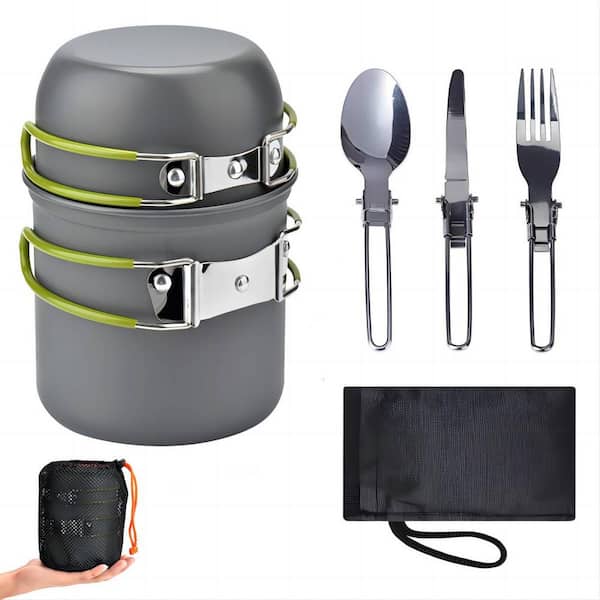 2 Sets 4 in 1 Eating Utensils Stainless Steel Camp Hiking Fork Knife Can  Opener