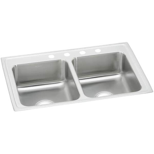 Pacemaker Drop-In Stainless Steel 43 in. 4-Hole Double Basin Kitchen Sink