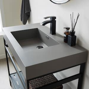 Ablitas 35.8 in. Composite Stone Single Console Bathroom Sink in Gray