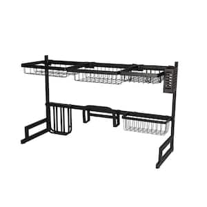 33.4 in. Black Stainless Steel Standing Wide Over Sink Drying Dish Rack