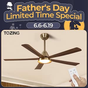 52 in. Smart Industrial Indoor LED Wood and Black Semi Flush Mount Ceiling Fan with Light Kit Remote and App Control