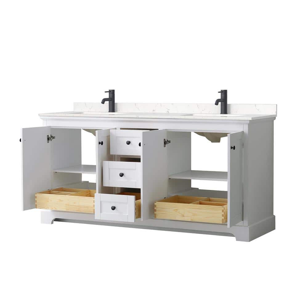 Avery 72'' White Double Bathroom Vanity with Marble Top