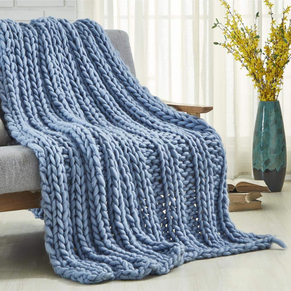 COZY TYME Vielkis Light Blue Throw Cozy 100% Polyester 40 in. x 60 in ...
