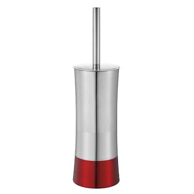 Shiny Colorblock Toilet Brush and Holder in Red