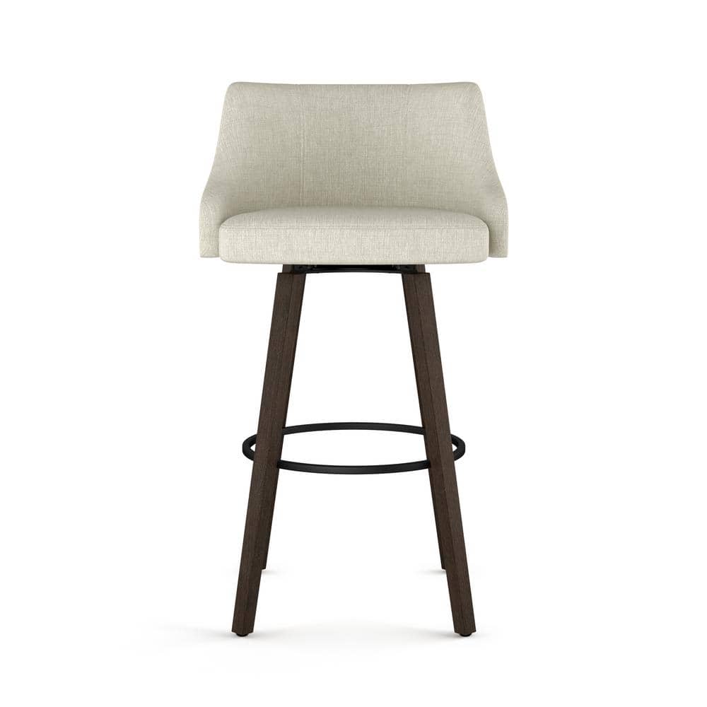 Ramon Elegant Swivel Bar Stool 30" Dark Brown and Beige