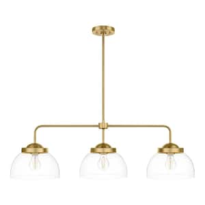 Lowry 3-Light Brushed Gold Pendant Light with Clear Glass Shades