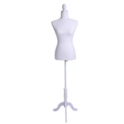 White Female Pinnable Mannequin Body Torso with Tripod Base Stand