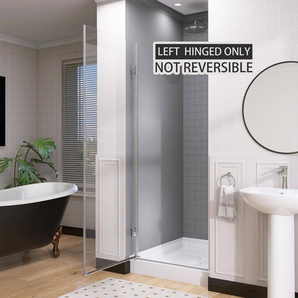 Chrome Frameless Pivot Shower Door with Clear Tempered Glass