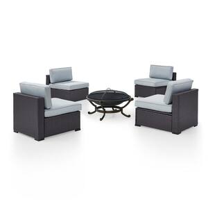 Biscayne 5-Piece Wicker Outdoor Sectional Set with Mist Cushions