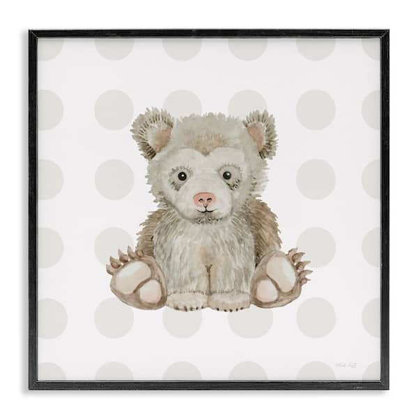 Stupell Industries Nursery Bear on Dots by Cindy Jacobs Black Framed Animal Giclee Art Print 12 in. x 12 in.
