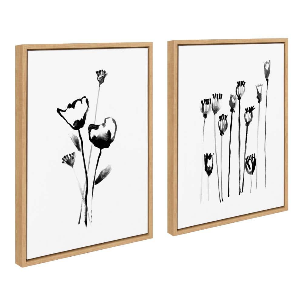 Sylvie Wildflowers and Seed Pods Framed Canvas Set