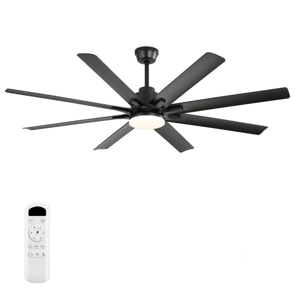 52 in. Matte Black Downrod Mount Ceiling Fan with 8 ABS Blades and 18W 3-Color Dimmable LED Light for Living Room price history on PriceWatchPro
