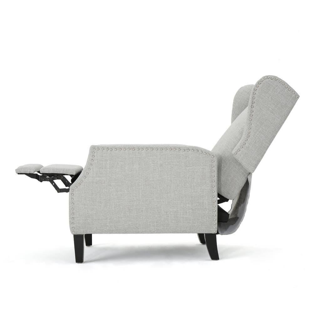Gray Moss Wing Chair Recliner with Plush Polyester Upholstery