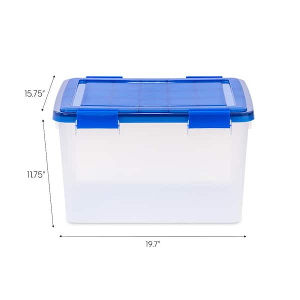 56 Quart Plastic Storage Bins Waterproof, Utility Tote Organizing Container  Box with Buckle Down Lid, Collapsible Clear Plastic Storage Box, for Toys