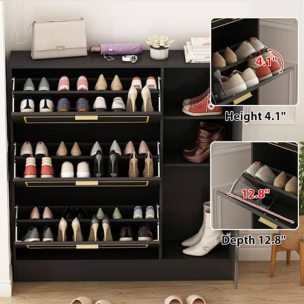 Shoe Cabinet with 2 Flip Drawers for Entryway, Modern Shoe Rack Shoe  Organiazer with Drawer, Shoe Storage Cabinet, Black (31.49*9.44*43.30  inches) 