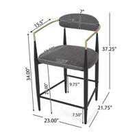 Noble House Boise 37.25 in. Charcoal and Black Low Back Wood and Metal Frame Counter Bar Stool (Set of 2) Extra Tall 109893