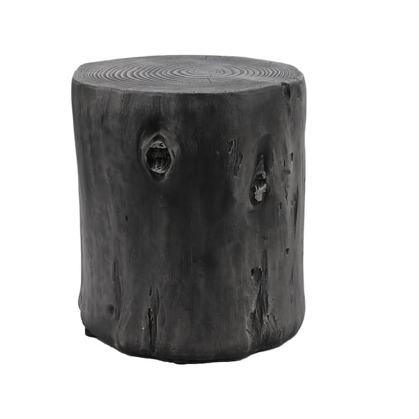 Tatayosi Dark Grey Round Faux Wood Stump Outdoor Coffee Table, Side Table, End Table Accent Table