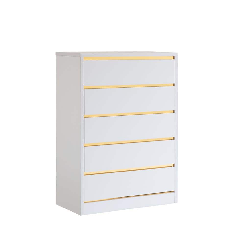 Furniture of America Bolin White 5 Drawer 31.25 in. Wide Chest of