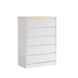 Bolin White 5 Drawer 31.25 in. Wide Chest of Drawers