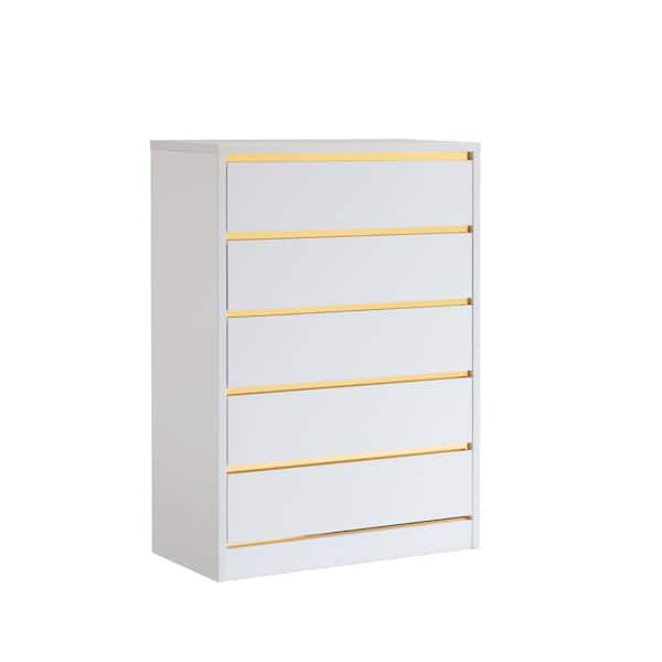 Furniture of America Bolin White 5 Drawer 31.25 in. Wide Chest of Drawers