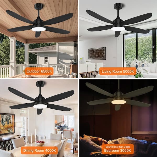 42 in. RGB Integrated LED Indoor/Covered Outdoor Black Ceiling Fan with Reversible Rotation and Remote Control