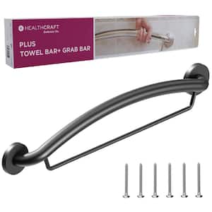 Plus, 24 in. Concealed Screw Grab Bar And Towel Bar, Decorative Grab Bar ADA Compliant (Up to 500 Lb.) in Matte Black